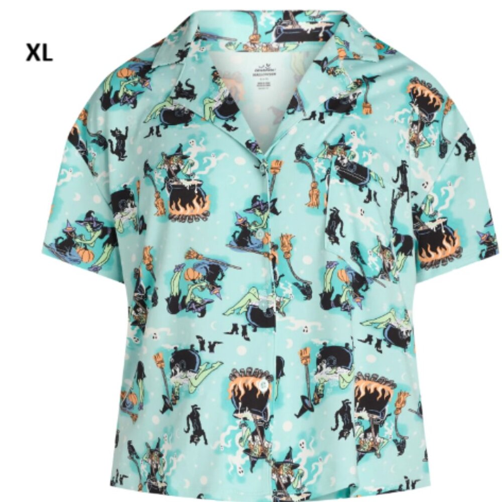 Way To Celebrate Halloween XL Turquoise Halloween Print Pajama Set